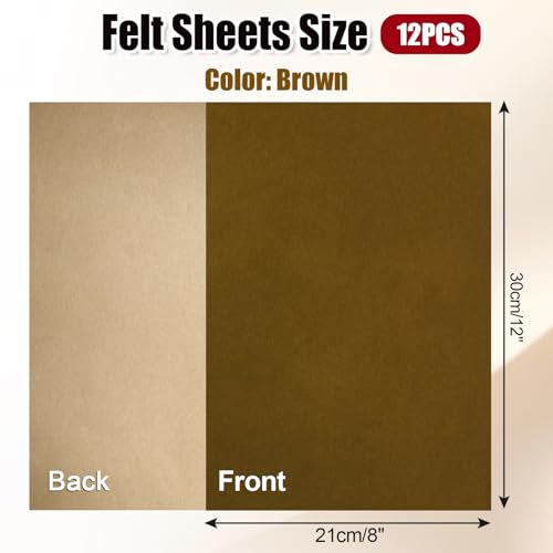 Biaungdo Self Adhesive Felt Sheets, Brown, 12 Pcs, 8 x 12 Inch - color: Brown