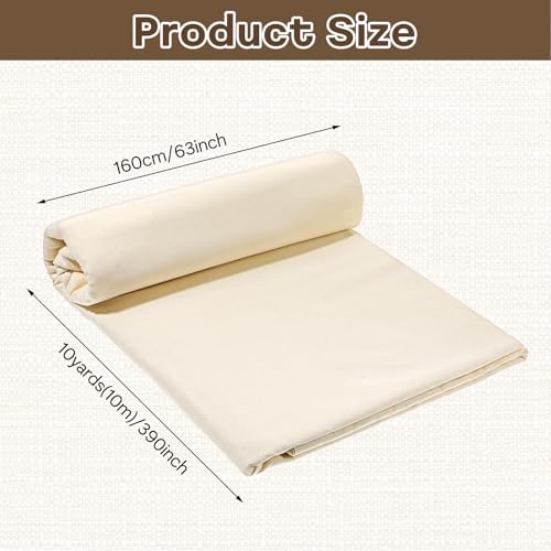 63 inch x 10 Yards 100% Cotton Muslin Fabric Lightweight Natural Unbleached Muslin Fabric Textile Cloth Apparel Boho Wide Roll Backing Material for Sewing Material Apparel Cloth Quilting Draping - size: 63" x 10 Yards