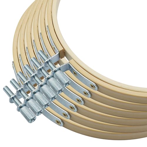 Unlorspy 5 Inch Circle Embroidery Hoops, Round Wood Bamboo, 6Pcs - size: 5"