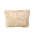 RANIT Chic Plant Embroidery Canvas Cosmetic Bag - Ramie Linen Handheld Travel Toiletry Organizer (Beige, Large) - color: Beige, size: Large