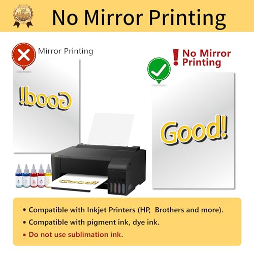 TransOurDream Tru-Iron on Heat Transfer Paper for Light Fabric (20+2 Sheets, 8.5x11") Printable Iron on Transfers Paper for Inkjet Printer & Heat Transfer Vinyl for T Shirts (L2-BW-22) - color: Light-BW, size: 20 Sheets