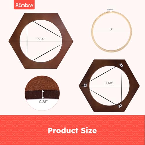 XEmbro 8 Inch Wood Embroidery Hoop Frame, Hexagon Embroidery Display Frame - style: Hexagon