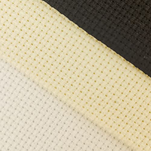 KCS 3 pc of 12" x 18" 16CT Counted Cross Stitch Cotton Aida Cloth Fabric (White+Cream+Black) - color: White+cream+black
