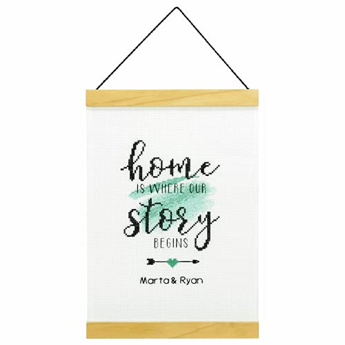 Dimensions 'Where Our Story Begins' Counted Cross Stitch Kit for Beginners, 14 Count White Aida, 8''L x 11.5H'' - color: Where Our Story Begins