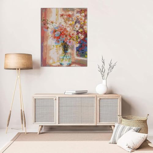 Stamped Cross Stitch Kits – Flower Embroidery Starter Kit for Adult Beginners, Sunlight Cross Stitch Kits, Embroidery Kit for Arts and Crafts Beginners, Craft for Home Wall Decor 15.7 x 11.8 Inches - color: D065