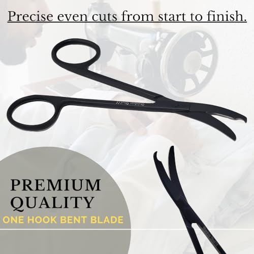 Small Scissors all Purpose, Sharp Mini Detail Craft Shears with Precision Angled One Hook Tip Design, Ideal for Thread Cutting, Sewing, Knitting, Embroidery, Stainless Steel Snips (Black - 4.5") - color: Black - 4.5"