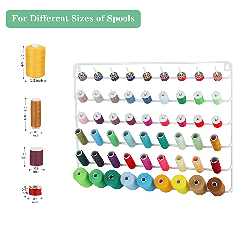 HAITARL 4 Set of 54-Spool Sewing Thread Holder, Wall-Mounted Metal Rack, White - color: White