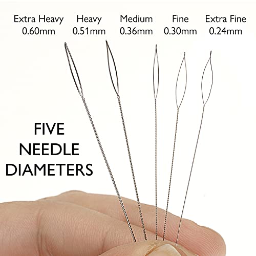 The Beadsmith Basic Elements Collapsible Eye Needles – 2.5 Inch Long – Flexible Twisted Wire – Large Eye, Easy to Thread – 5 Needles in Assorted Sizes - size: 2.5" Long - 5 Needles