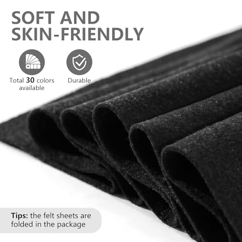 Black Soft Felt Sheet 36'' X 36'', 1.4mm Large Felt Fabric Sheet for Crafts - color: Black