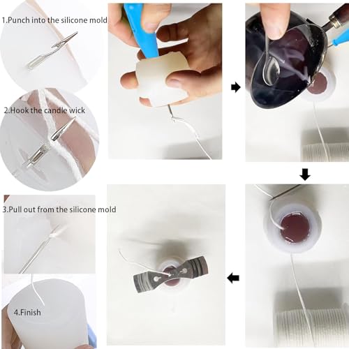 18PCS Candle Punch Tool Professional Candle Wick Needle for Silicone Molds and Candles,Hook Punch Needle Wick for Molds,Candle Making Supplies for Beginner - color: 18PCS