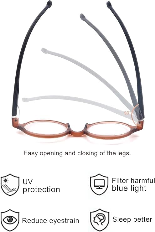 Round Reading Glasses for Women Men Blue Light Blocking Circular Readers Unisex Ultra Lightweight Circle Eyeglasses - color: Grey Tortoise+blue Tortoise