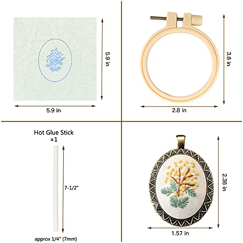 ZOCONE 4 Packs Embroidery Necklace Kits, Embroidery Pendant Kit Mini Cross Stitch Kit with 4 Hoops, Necklace, Pendant, Stamped Pattern Cloth, Instructions, etc., Embroidery Kits for Adults - color: 4 Packs-B
