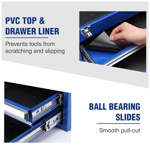 WORKPRO 18-Inch Tool Box with 2 Drawers & Top Storage - color: Blue, size: 18 Inch