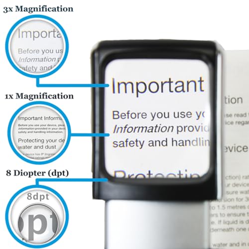 Small-Magnifying-Glass with LED-Light 3X Lighted-Pocket EasY Magnifier -Hand Held Lighted Magnify Glasses for Close Work Reading Books Pill Bottles; Mini Lens for Visually Impaired A Low Vision Aid