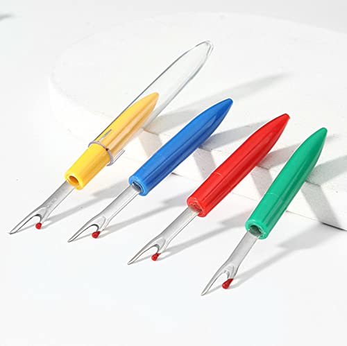10 Pcs Sewing Seam Rippers, 4 Big and 4 Small Handy Stitch Ripper Sewing Tools with 2 Scissors for Sewing Crafting Thread Removin - color: Red, Yellow, Blue, Green