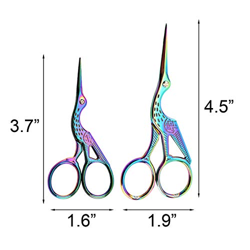 2PCS Vintage Stork Shape Sewing Scissors Stainless Steel Scissors - color: Colorful