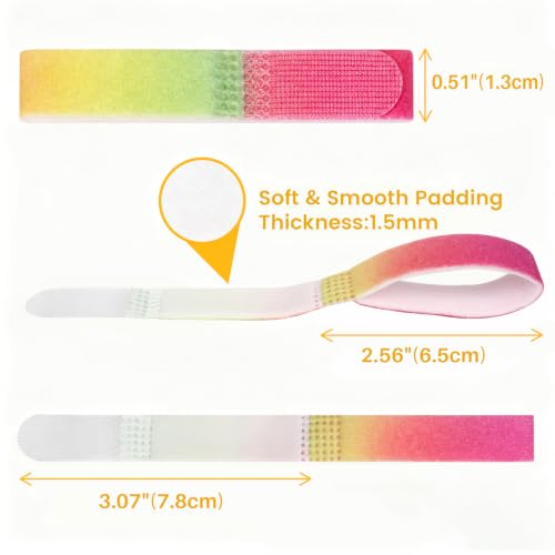 Finger Buddy Straps, 12PCS Finger Buddy Tape Straps Loops, Rainbow - color: Rainbow Gradient