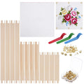 Needlepoint Stretcher Bars Kit - 12-Piece Wooden Frame Set with 100 Tacks, 50x50cm Canvas & Pry Tools for Cross Stitch, Embroidery & Craft Projects (3 Sizes: 6, 8, 12 Inch)