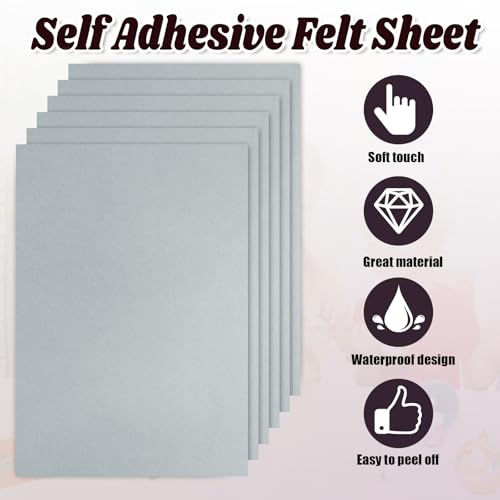 Biaungdo Self Adhesive Felt Sheets, Grey, 12 Pcs, 8 x 12 Inch - color: Grey