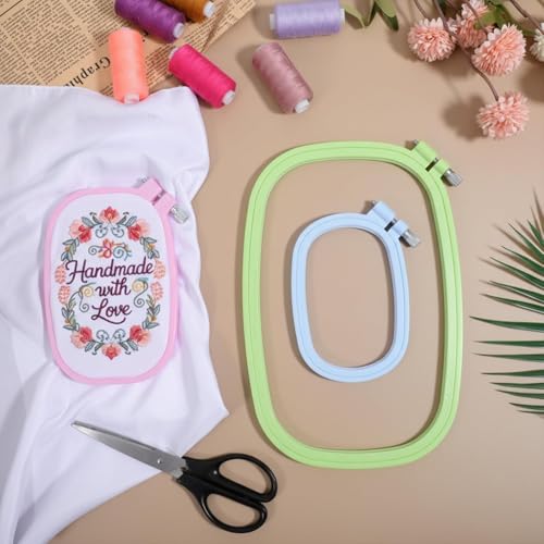 JINJUMEI 3 Pack 3 Size Square Embroidery Hoops, Cross Stitch Hoop, Embroidery Hoop, Rectangular Cross Stitch Embroidery Frame DIY Sewing Tool for Quilting Silk-Painting(3 Color)