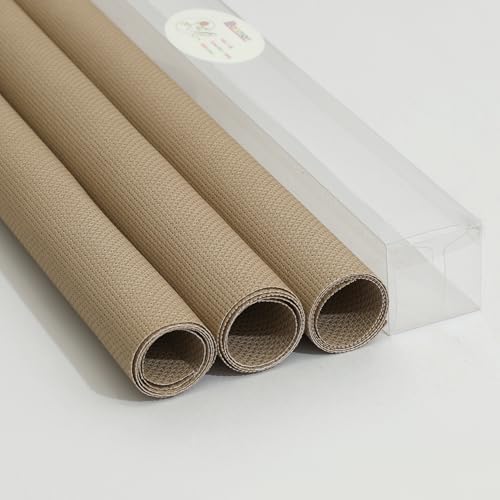 Aida Cloth 14 Count Cross Stitch Fabric,15×18inch,Rolled,3Pcs (14CT,Khaki) - color: Khaki, size: 14CT