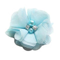 Chenkou Craft Pack of 12pcs Chiffon Flowers Ribbon Bows W/Beads 2-3/8" (60mm) Appliques Wedding Decor Bulk Lots (Blue) - color: Blue