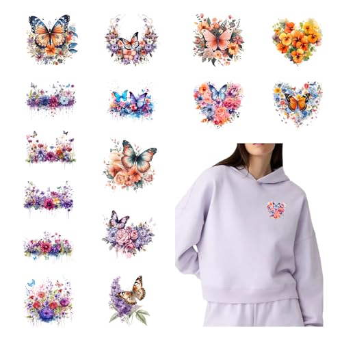‌15PCS Abstract Floral Butterfly Iron On Transfer Patches - style: NF003