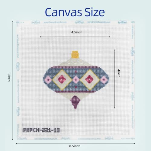 Howie's Needlepoint Bauble Needlepoint Kits for Adults & Beginners, 18 Mesh Printed Needlepoint Canvas, Stamped Patterns Canvas Starter Kits(Festive Baubles 5,4.5"x 4") - color: Festive Baubles 5