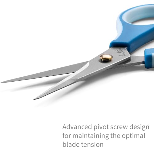 Beaditive Precision Craft Scissors - Ultra Sharp Stainless Steel Blades & Non-Slip TPR Handles - Adult & Kid Scrapbooking Scissors With Safety Cap For Home, Office, School (Blue) - style: Blue