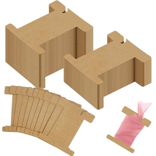 Gueevin 200 Pcs Ribbon Spool Organizer Cardboard Thread Holder Cards