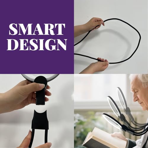 6X Hands-Free Neck Magnifying Glass with Light for Seniors - size: Without handles