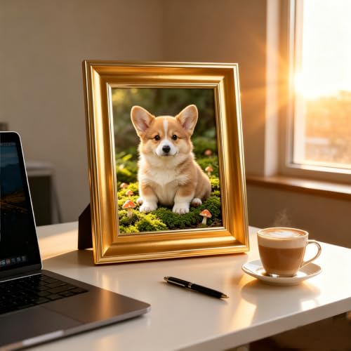 3x4 Gold Picture Frame, Real Glass, MDF, Black Backing, Wall/Tabletop - color: Gold, size: 3x4