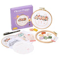 Clever Poppy Flora the Cat Beginner Embroidery Kit – Easy Embroidery Kit for Beginners with Hoop, Thread & Patterns – Hand Embroidery Kit for Adults and Teens – Complete Embroidery Starter Kit