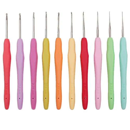 Yarniss 10Size Small Crochet Hooks, Ergonomic Crochet for Thread 0.5~2.75mm - size: 10 Size(0.5~2.75mm)