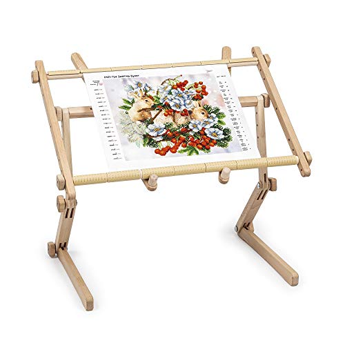 Needlework Table and Lap Hands-Free Stand Scroll Frame or Hoop Holder Made of Organic Beech Wood Tapestry Cross Stitch Embroidery Frame Holder