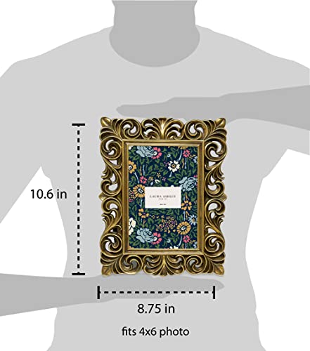 Laura Ashley 4x6 Gold Vintage Inspired Resin Scroll Design Picture Frame - color: Gold, size: 4x6
