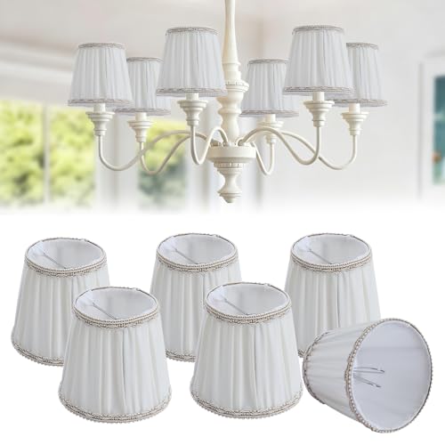 Fuloon Chandelier Lamp Shades, Clip on Small Sconce Lamp Shades, Suit for Candelabra Bulbs in Modern/European/French Country/Farmhouse Decoration, 3.5x4.3x4.9 in(6 Pack, Chiffon Light Yellow) - color: Chiffon Light Yellow, size: 6 Pack