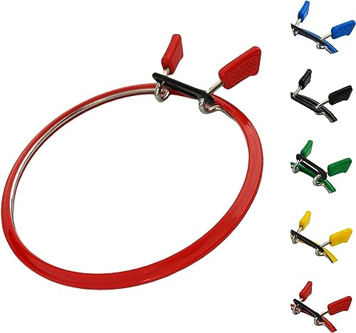 Nurge Metal Embroidery Hoops - Premium Spring Tension Embroidery Hoop for Cross Stitch - Durable Ring with Quick Release Safety Clip - Ideal for Crafters,Beginners & Professionals - Red - Medium - color: Red, size: Medium