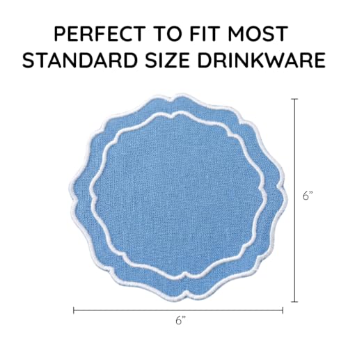 Linen Coasters for Drinks, Set of 6, 6 inch, Ocean - color: 1249 - Ocean, size: 6 inches