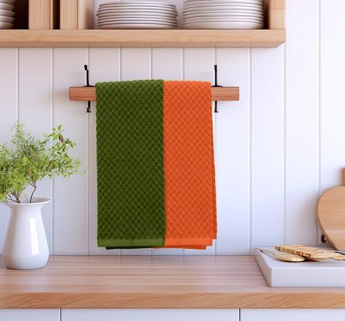 COTTON CRAFT Amazing Kitchen Towel - 12 Pack 100% Cotton Waffle Terry Towel - color: Harvest Multi, size: 12 Pack