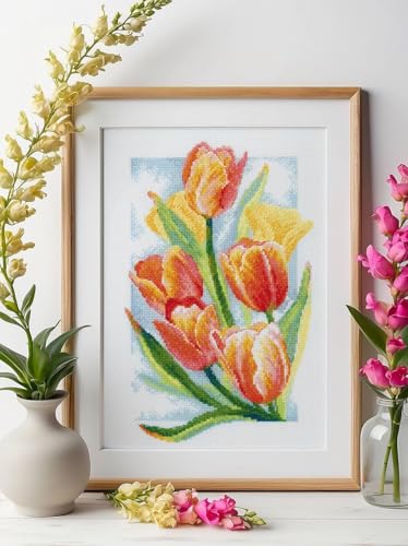 RIOLIS 2191 Spring Glow. Tulips Counted Cross Stitch Kit 8.25 x 11.75 in - style: Spring Glow. Tulips 2191