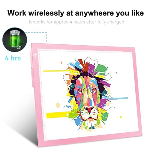 Rechargeable Tracing Light Box, LED Drawing Board for Kids Birthday Gift - color: PINK, size: 10 x 15 inches