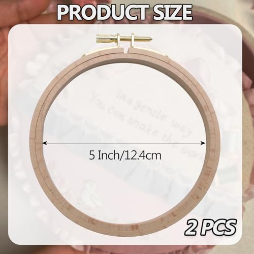 Murtenze 5" Embroidery Hoop Round Beech Wood, 2 Pack - style: 5 Inch