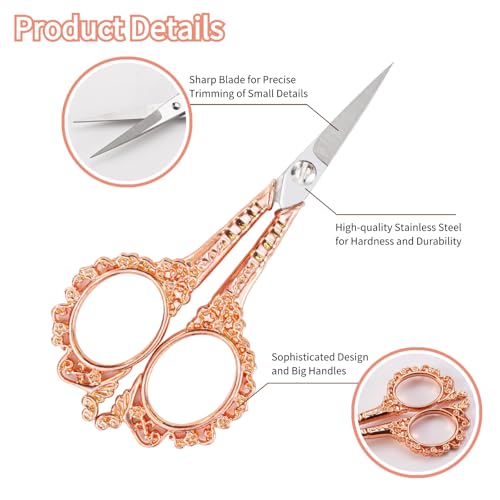 Rose Gold All Purpose Scissors with Sheath - Sewing & Embroidery Scissors for Home, Office & School - color: Rose Gold