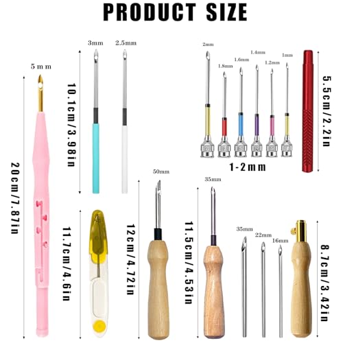 HYINUS 43Pcs Punch Needle Kit for Adult Beginners, Adjustable Punch Needle Tool with Different Size Needles & Capybara Storage Case, Wooden Handle Embroidery Pen Set for Gifts, Decor & DIY Craft