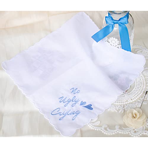 MileyMarla Ladies Embroidery Cotton White Handkerchiefs Lace Wedding Hankies - color: J01-no Ugly Crying 3pcs
