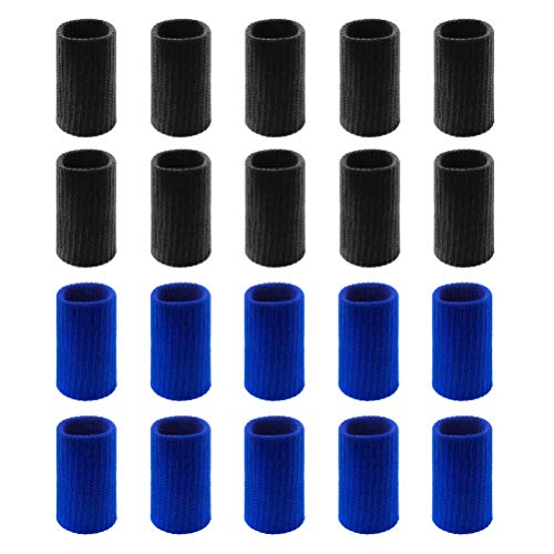 20 Pcs Finger Sleeves Protectors, Elastic Sport Finger Sleeves, Blue/Black - color: Blue,black