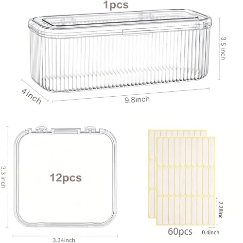 Press On Nail Storage Organizer Set, 12 Clear Cases & 60 Adhesive Tapes
