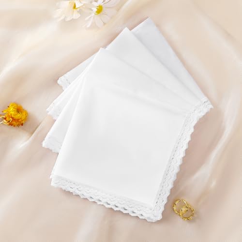 White Lace Handkerchiefs for Women Soft Cotton Women’s Handkerchief - color: White Lace - 6pcs