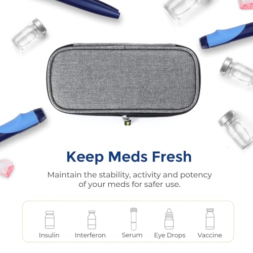 AUVON Lightweight Insulin Cooler Travel Case, 3-Layer Thickened Insulation - color: Gray